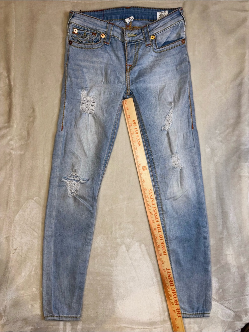 True Religion Light Blue Distressed Skinny Jeans